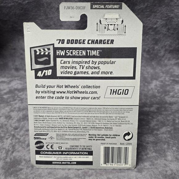 Mattel Hot Wheels Fast Furious '70 Dodge Charger Screen Time Diecast Car 104/365 - Picture 2 of 3